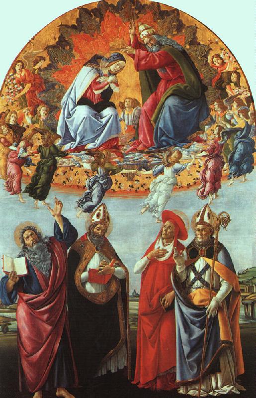 BOTTICELLI, Sandro The Coronation of the Virgin (San Marco Altarpiece) gfh